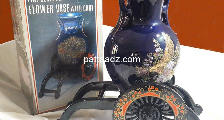 Original Japanese Porcelain Vase on Cart