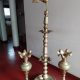 Brass Oil Lamp & Vass Set for Sale